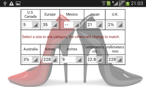 Women's Shoes Sizes