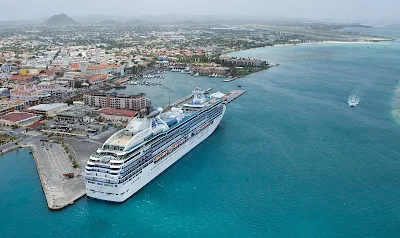 The Island Princess in Oranjestad Harbor, Aruba.