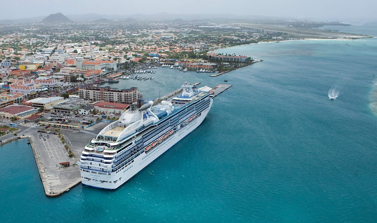 The Island Princess in Oranjestad Harbor, Aruba.