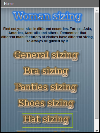 Woman sizing