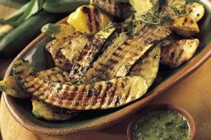 Grilled Summer Squash with Green Sauce