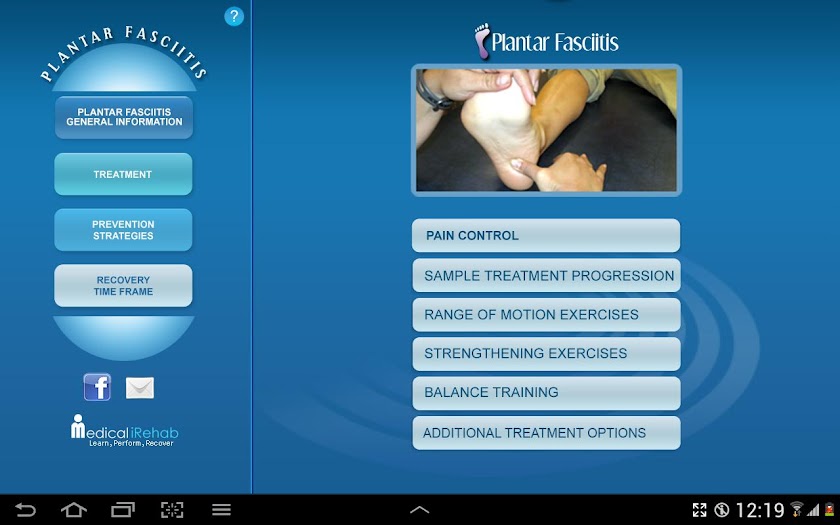 Plantar Fasciitis Tablet App Screen 3