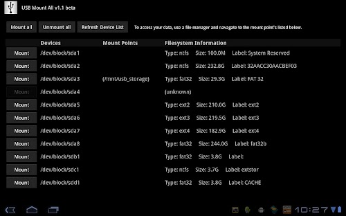 Android application USB Mount All screenshort