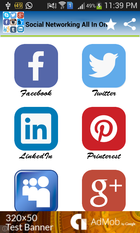 Android application Social Networking All In One screenshort