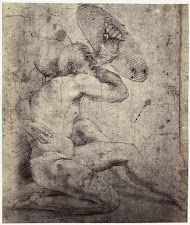 Fotoreproductie van een tekening van Rafaël, twee mannen achter een schild