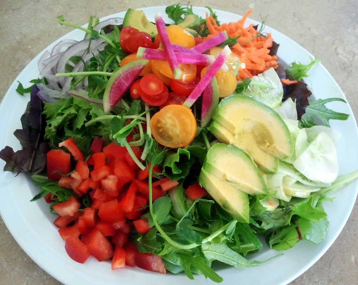 Beautiful Garden Salad made with fresh local organic ingredients.