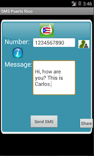 Android application Free SMS Puerto Rico screenshot