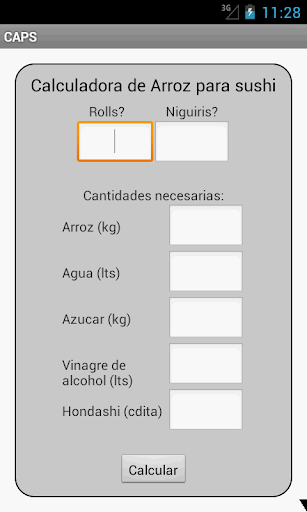 Calculadora Arroz para Sushi