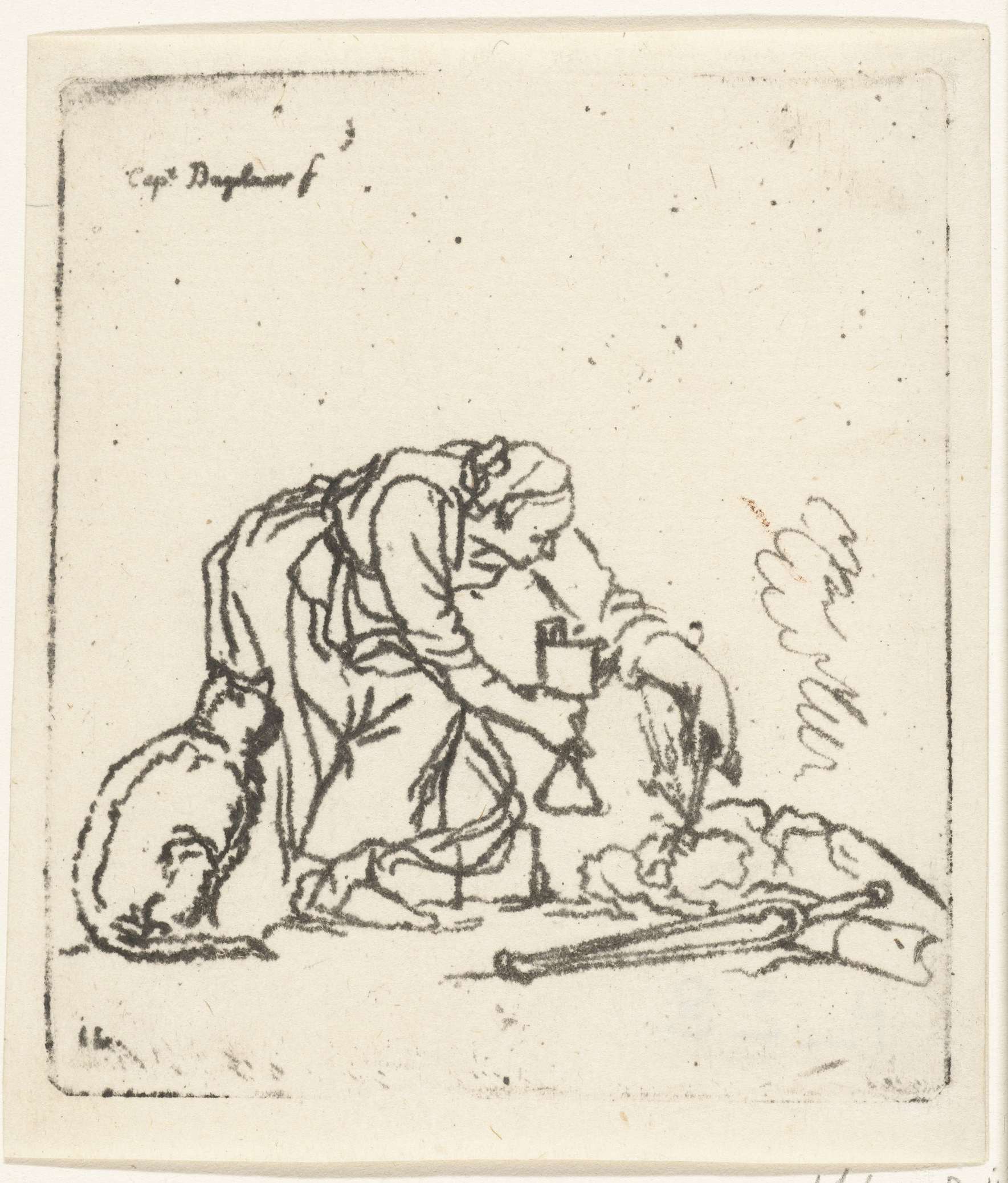 Vrouw met zwavelstok en lamp