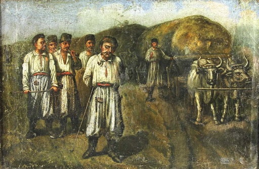Tchoomaks (Ukrainian oxcart drivers) during the journey