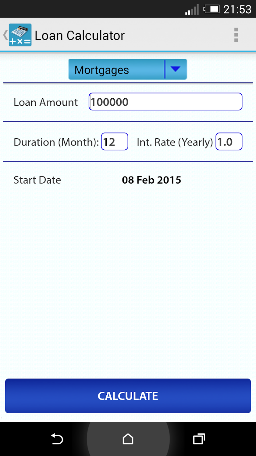 Loan Calculator Screen 2