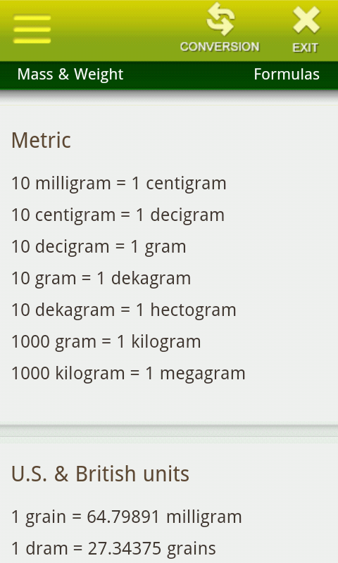 Metric Conversions PRO Screen 3