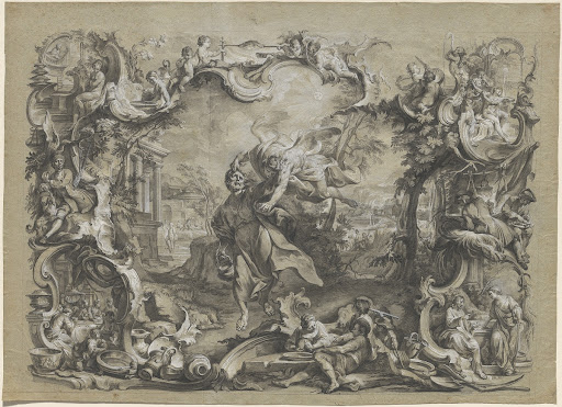The Angel Carrying off Habakkuk by His Hair, Surrounded by an Elaborate Rococo Frame