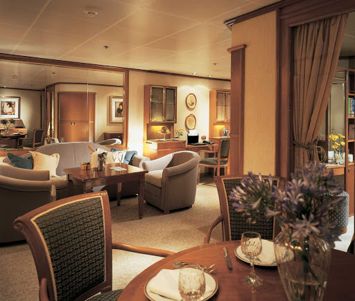 The Silver Suite aboard Silver Wind offers separate dining and living rooms and larger verandas.