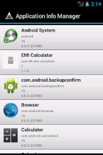 Application Info Manager - náhled
