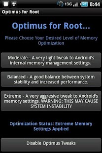 Optimus Root Memory Optimizer - screenshot thumbnail