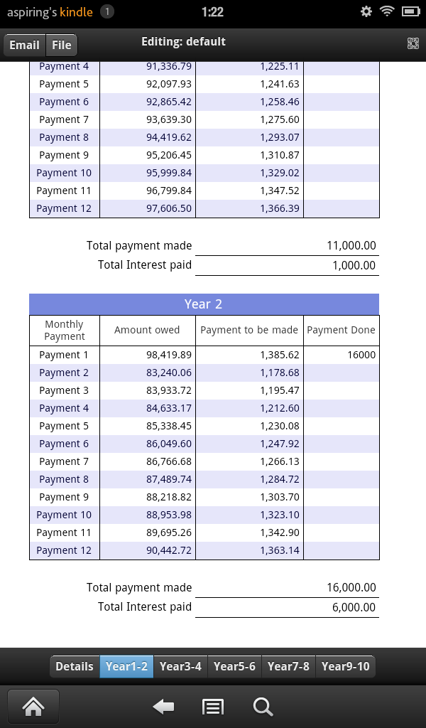 Mortgage Payments Tracker Screen 3