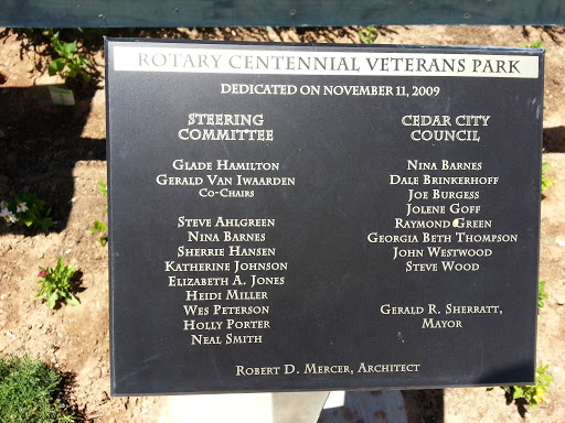 Veterans Park Commitee Plaque