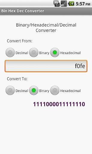 Bin Hex Dec Converter