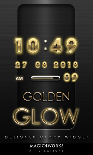 Gold Glow Digital Clock Widget