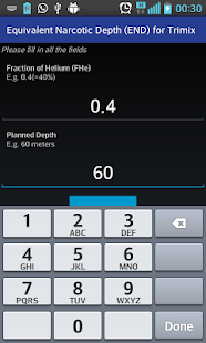 Scuba END Calculator Screen 3