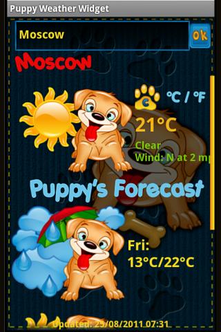 Puppy Weather Widget Screen 3