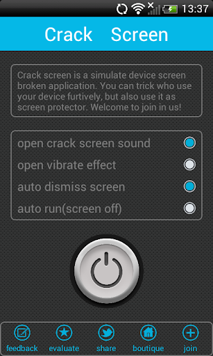 Crack screen