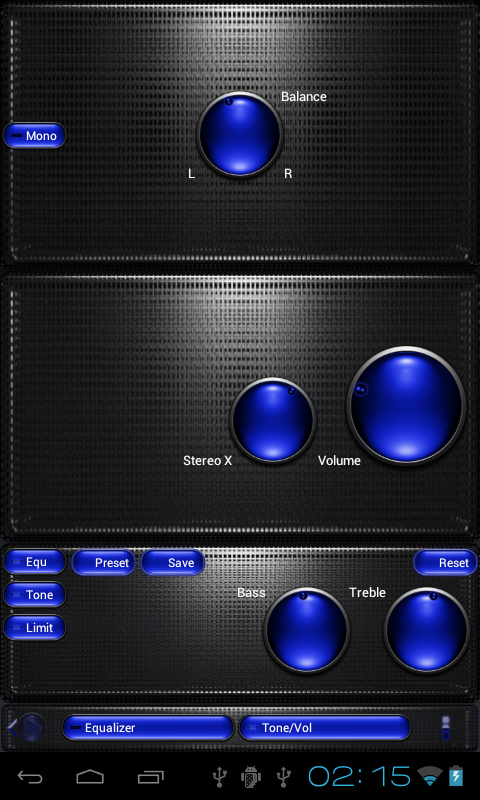 Poweramp skin TITAN DBLUE GRID Screen 3