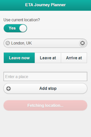 ETA Journey Planner Screen 1