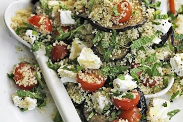 Aubergine couscous salad