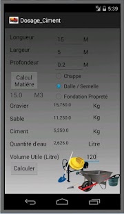 Calcul melange Beton Ciment Screen 2