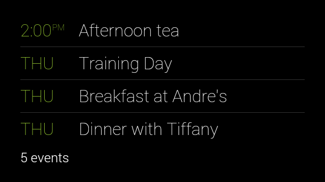 Personalized calendar agenda through a Glass Google search