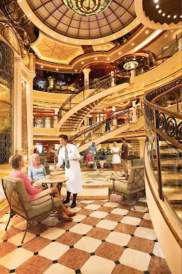 You'll find an elegant piazza-style atrium where you can lounge, shop and dine on your Princess cruise.