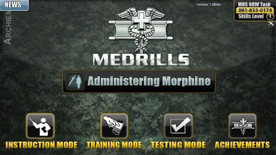 Android application Medrills: Army Admin Morphine screenshot