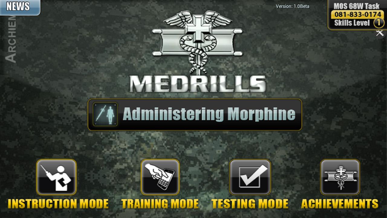 Android application Medrills: Army Admin Morphine screenshort