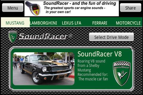Android application SoundRacer FREE Car Sounds screenshort