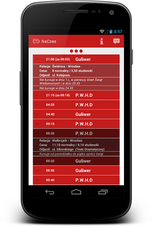 Android application NaCzas screenshort