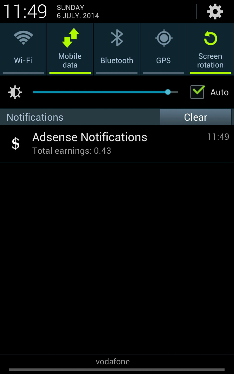 Notifications for Adsense Screen 2