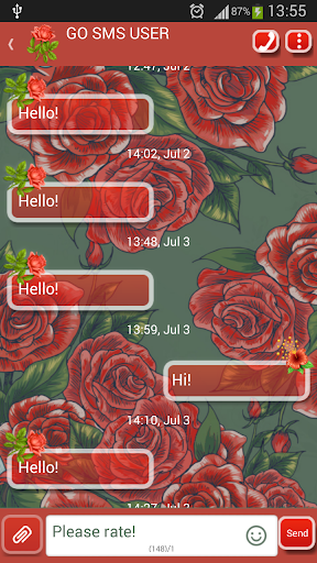 GO SMS Pro Red Flowers