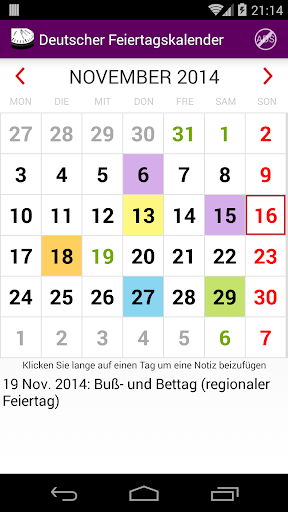2015 Deutsch Feiertagskalender