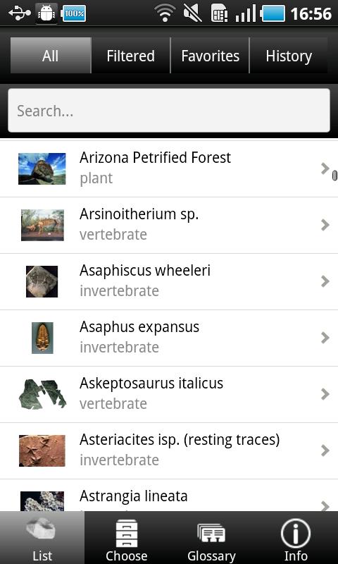 Android application Fossils screenshort