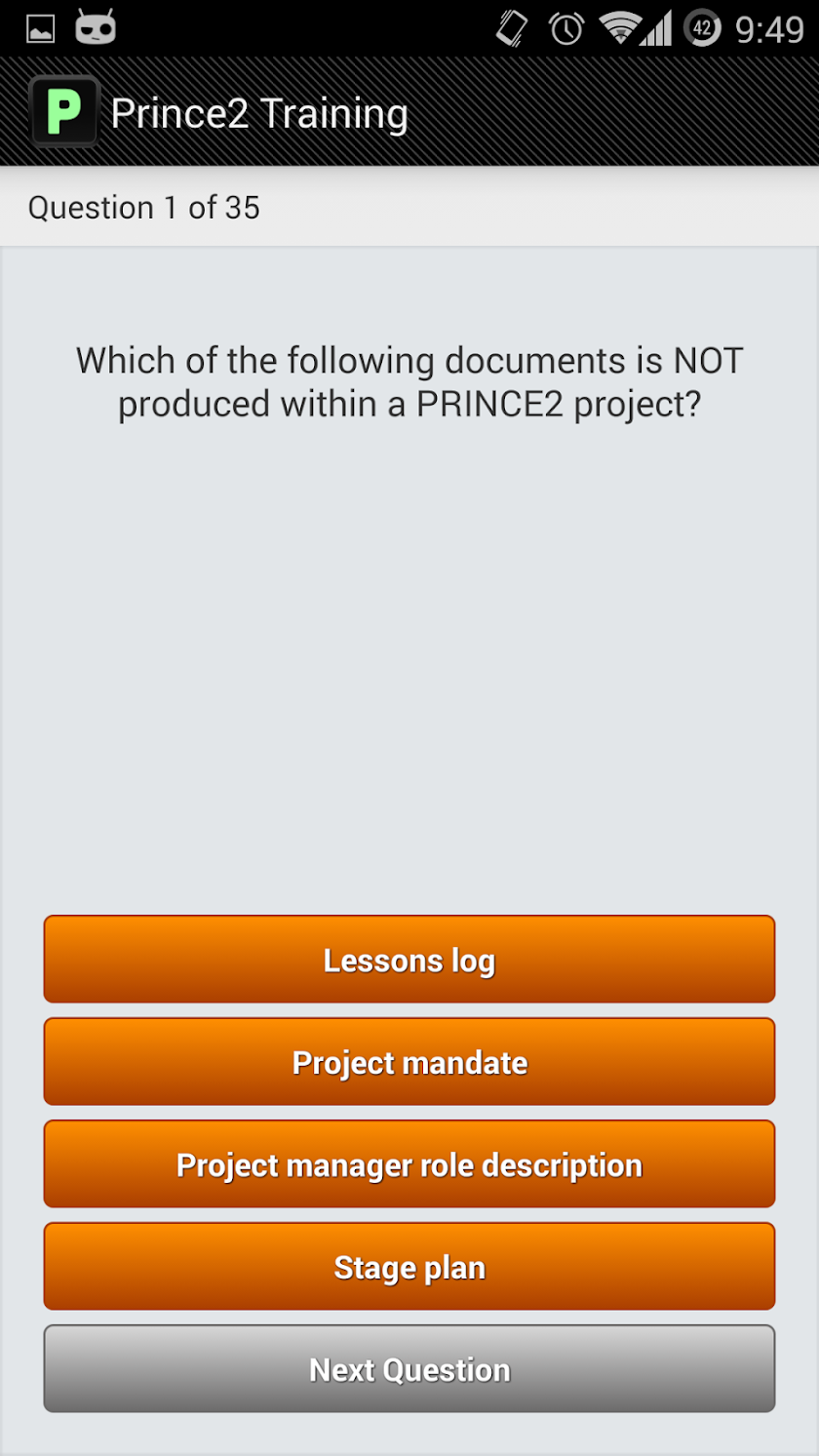 PRINCE2 Sample Exams Pro Screen 3