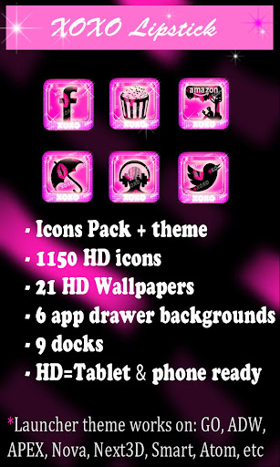 Pink XOXO Lipstick icon pack
