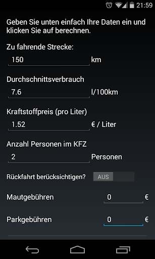 Fahrtkosten-Rechner