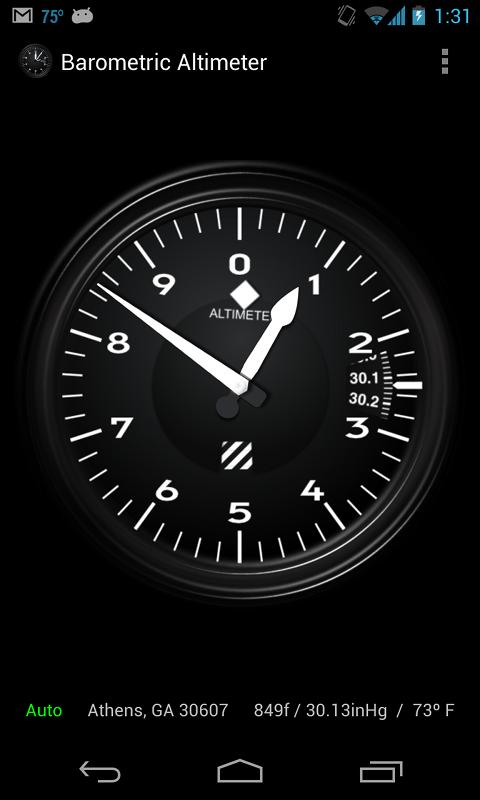 Android application Barometric Altimeter screenshort