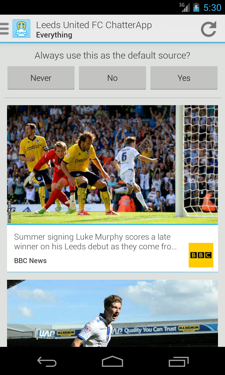 Leeds United FC ChatterApp Screen 2