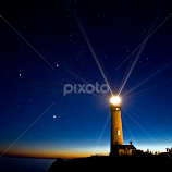 Lighthouse night beams by Gale Perry -  