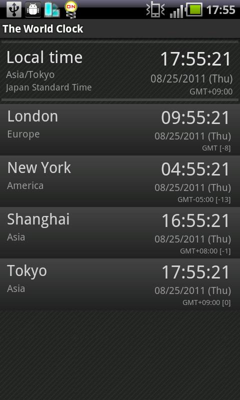 Android application The World Clock screenshort