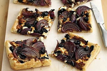 Red onion, feta & olive tart