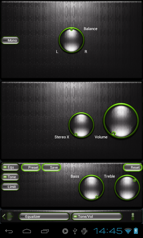 Poweramp skin STEEL OF I. LIME Screen 3
